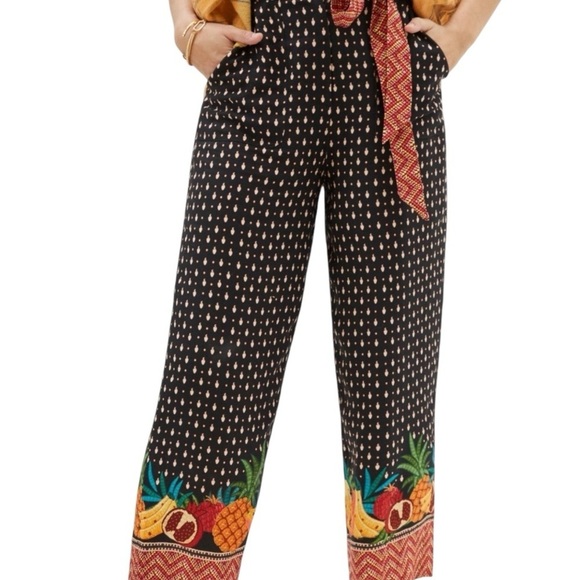 Farm Rio Tucker Paperbag Pants Fruits Belted Crop Size XS - Picture 2 of 13